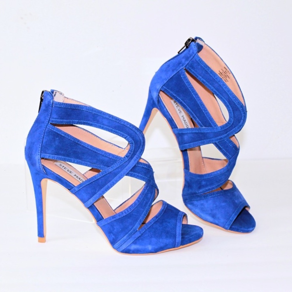 Steve Madden Blue Suede Heels Size (6.5)